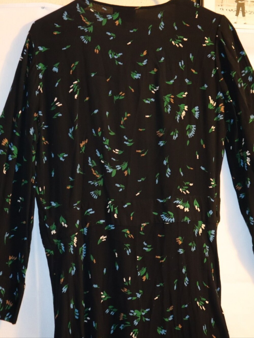 GANNI Printed Crepe Wrap Dress Verdant Green Floral Size 38 USA 6 - Picture 9 of 13